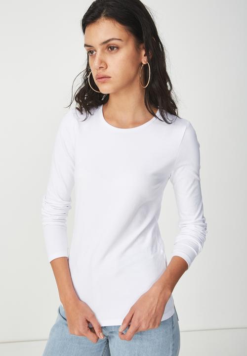 Cotton On - Everyday long sleeve crew neck top - white