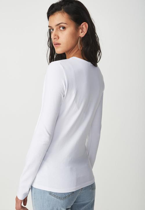 Cotton On - Everyday long sleeve crew neck top - white