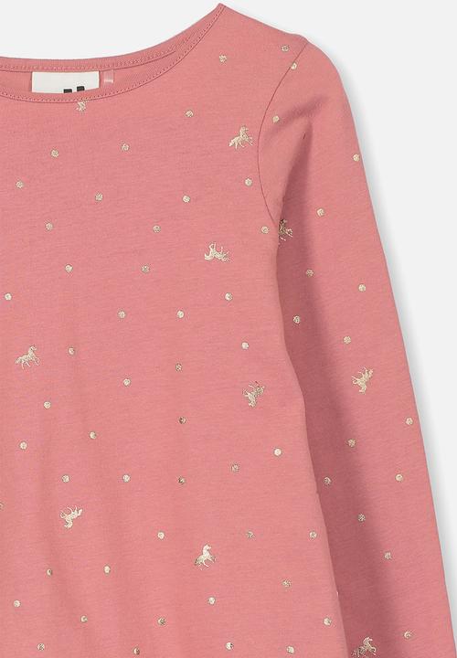 Cotton On - Joss long sleeve dress - pink & gold