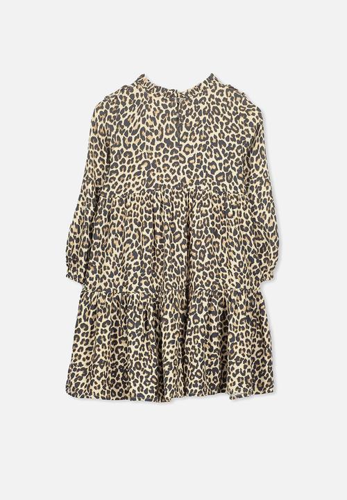 Cotton On - Laura long sleeve leopard print dress - brown & black