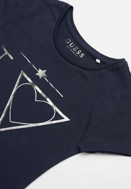 GUESS - Short sleeve tri fall off guess tee - blue