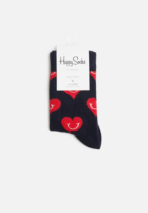 Happy Socks - Smiley heart sock - navy & red