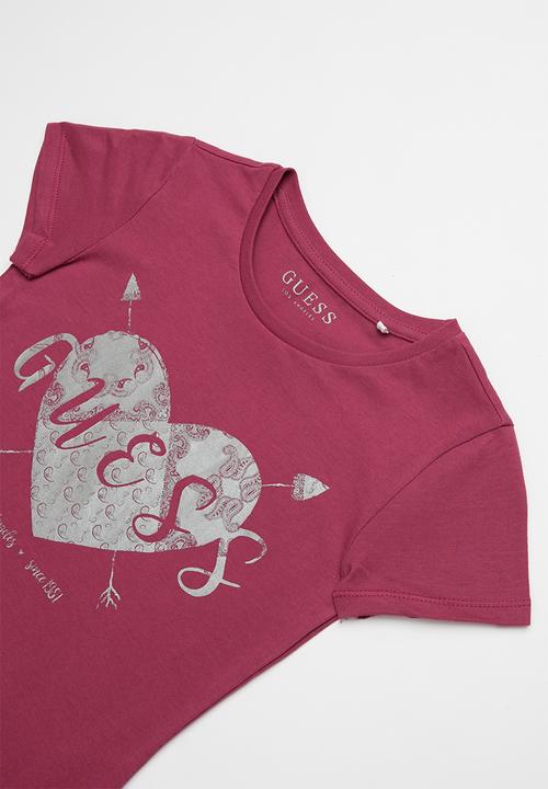 GUESS - Teens short sleeve guess heart arrows tee - purple