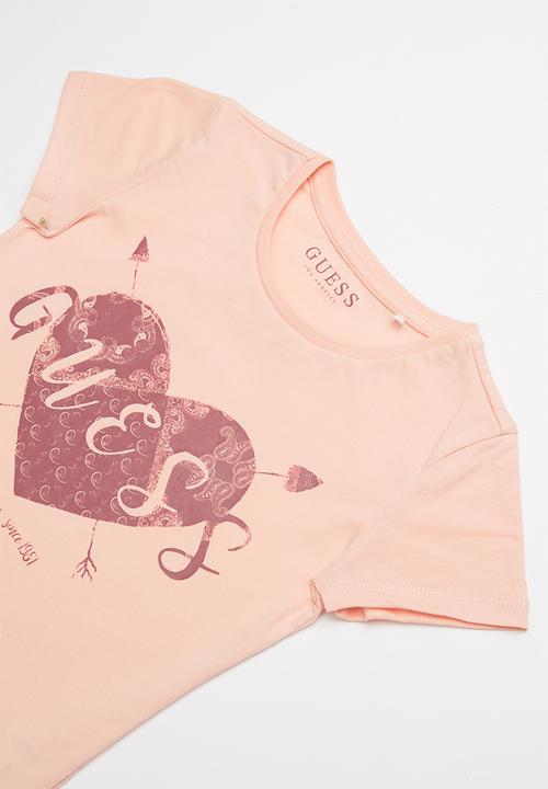 GUESS - Teens short sleeve guess heart arrows tee - peach