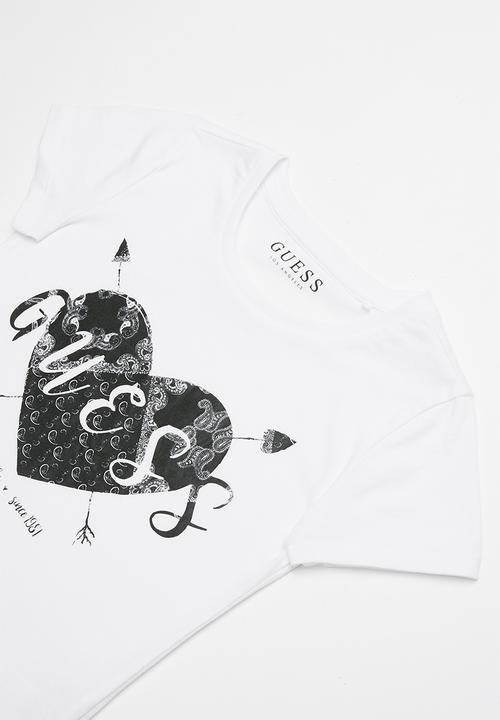 GUESS - Teens short sleeve guess heart arrows tee - white