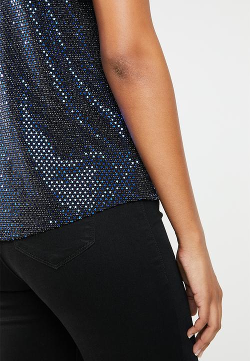 New Look - Sequin frill top - blue