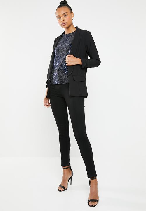 New Look - Sequin frill top - blue