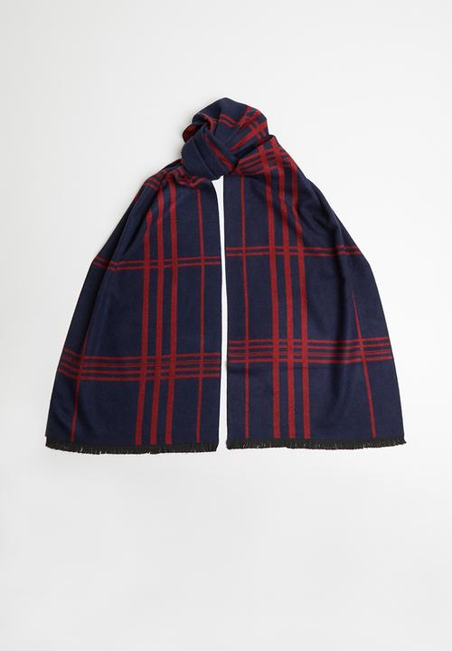 Superbalist - Check scarf - navy & red