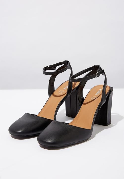 Cotton On - Brianna square toe heel - black smooth
