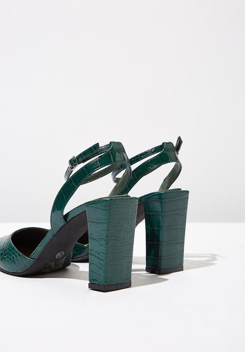 Cotton On - Croc faux leather square toe heel - green