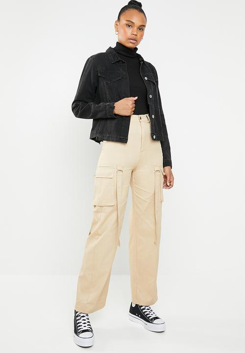 New Look - Ribbed roll neck top - black