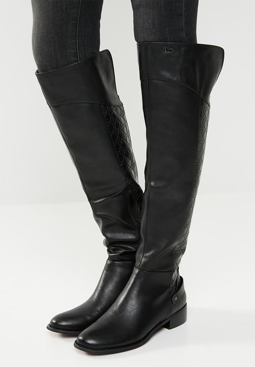 Plum - Over the knee boot - black