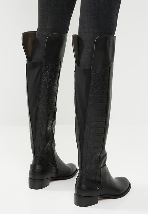 Plum - Over the knee boot - black