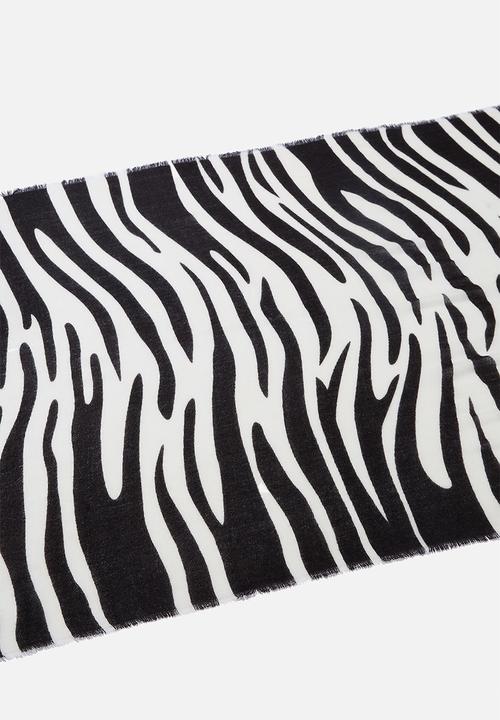 Cotton On - Maddie mid weight tilly zebra scarf - black & white