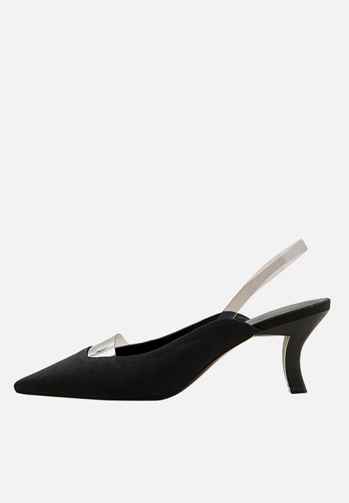 MANGO - Vinyl detail heel - black
