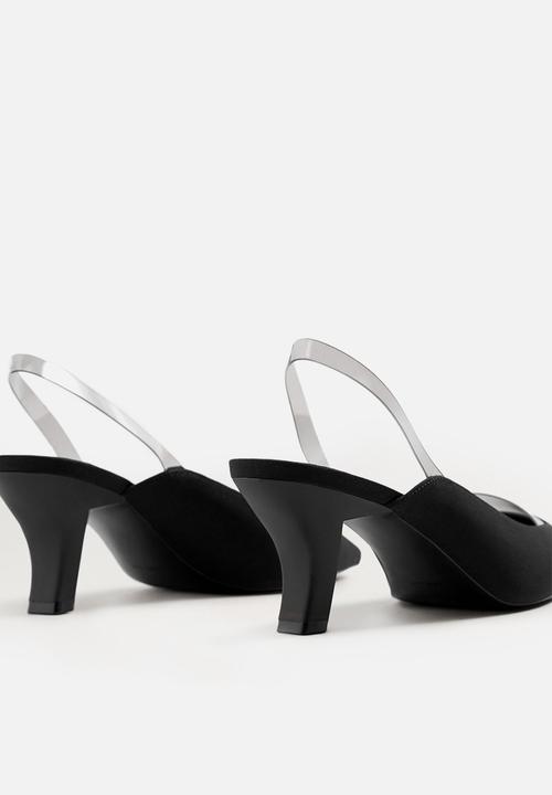 MANGO - Vinyl detail heel - black