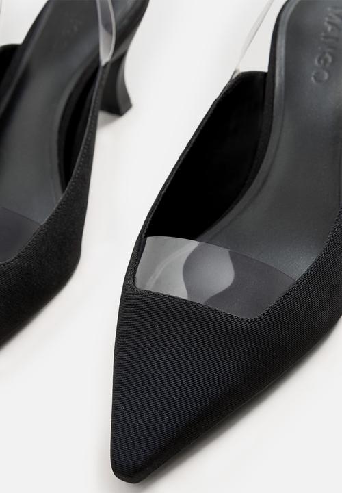 MANGO - Vinyl detail heel - black