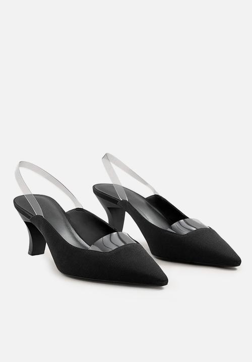 MANGO - Vinyl detail heel - black