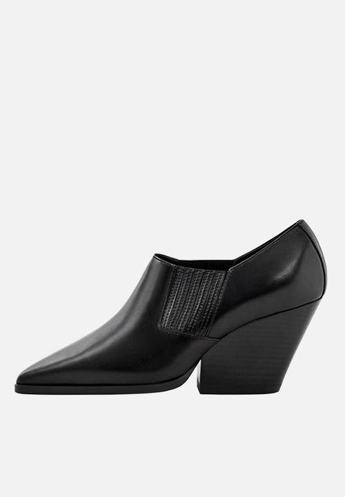 MANGO - Leather ankle boot - black