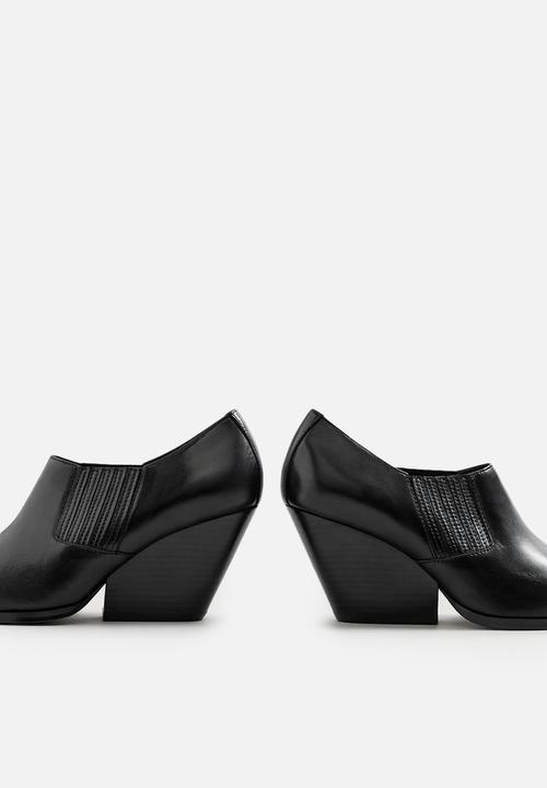 MANGO - Leather ankle boot - black