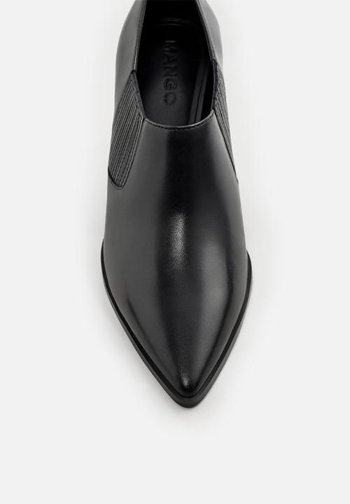 MANGO - Leather ankle boot - black