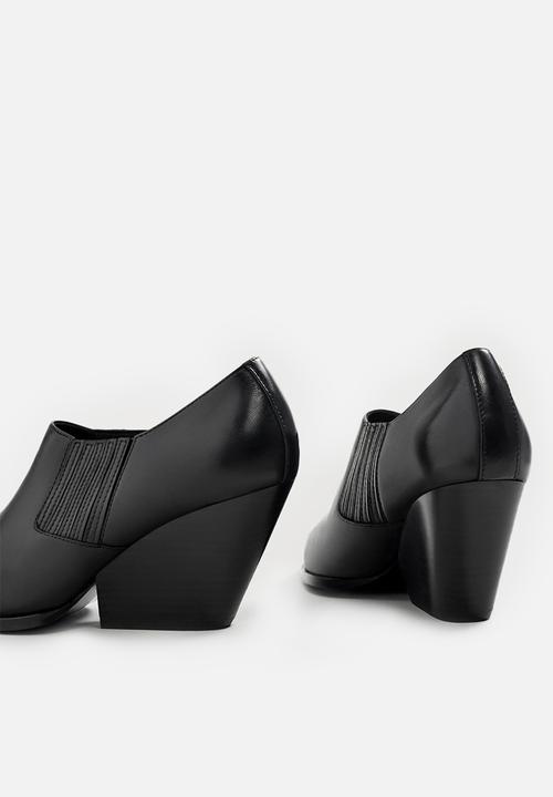 MANGO - Leather ankle boot - black
