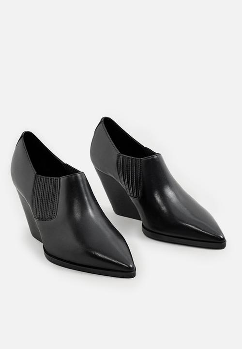 MANGO - Leather ankle boot - black