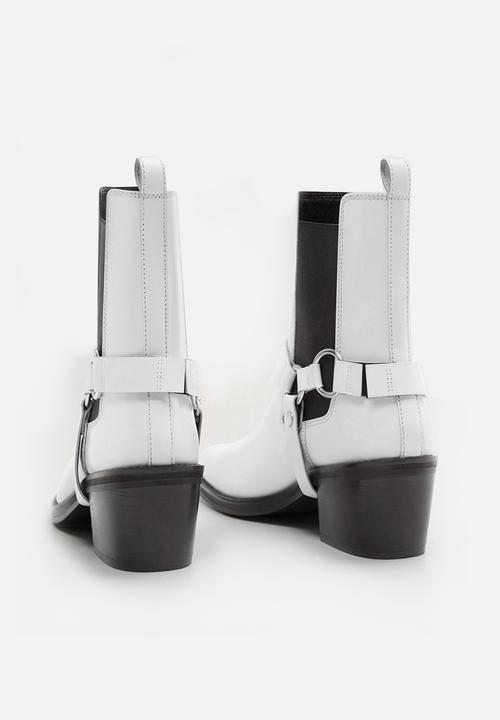 MANGO - Music 1 leather ankle boot - white