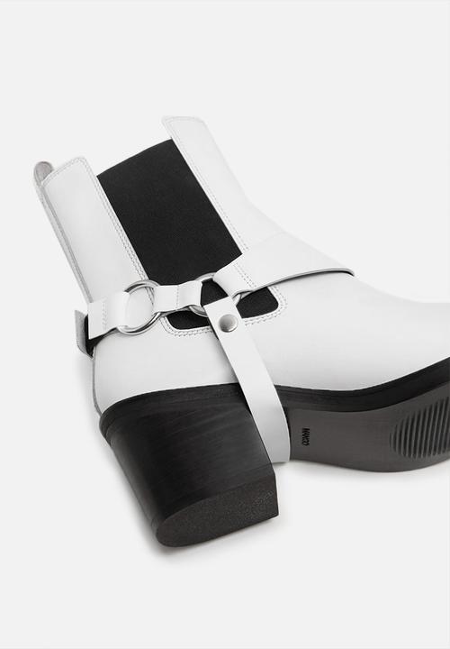 MANGO - Music 1 leather ankle boot - white