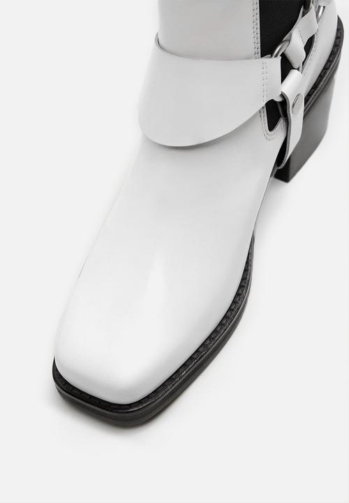 MANGO - Music 1 leather ankle boot - white