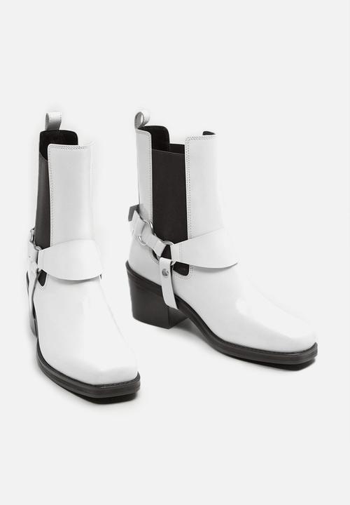 MANGO - Music 1 leather ankle boot - white