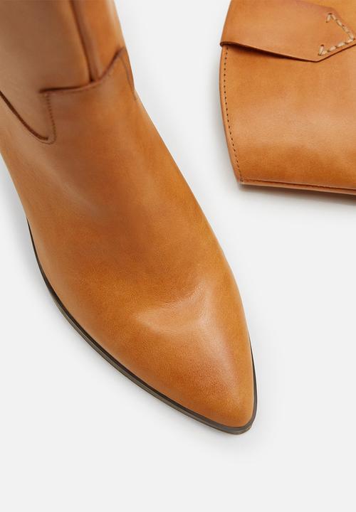 MANGO - Texas leather boot - tan
