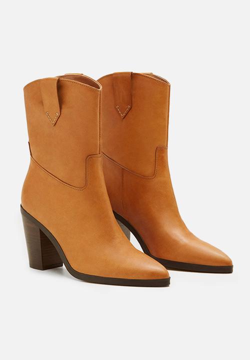 MANGO - Texas leather boot - tan