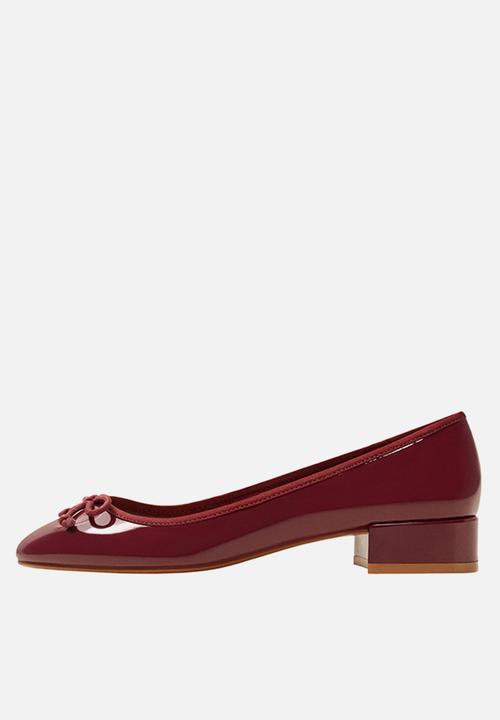 MANGO - Patent heeled ballerina - burgundy