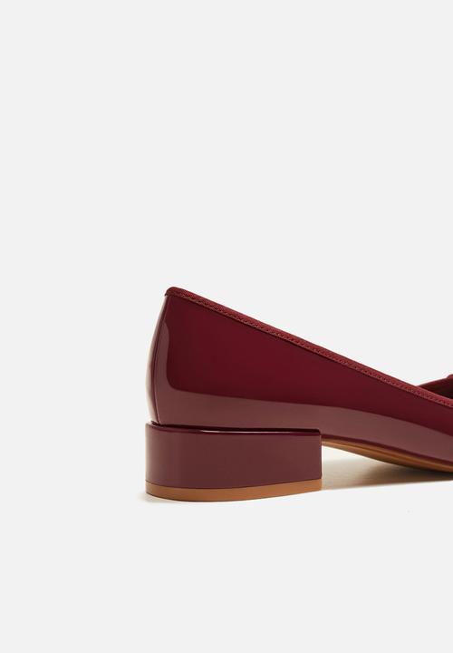 MANGO - Patent heeled ballerina - burgundy