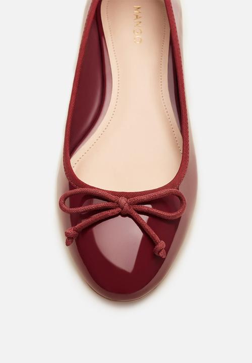 MANGO - Patent heeled ballerina - burgundy