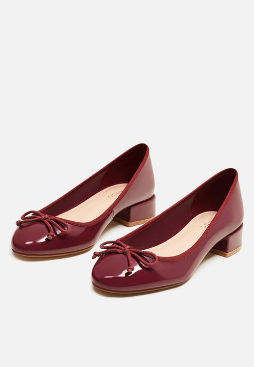MANGO - Patent heeled ballerina - burgundy