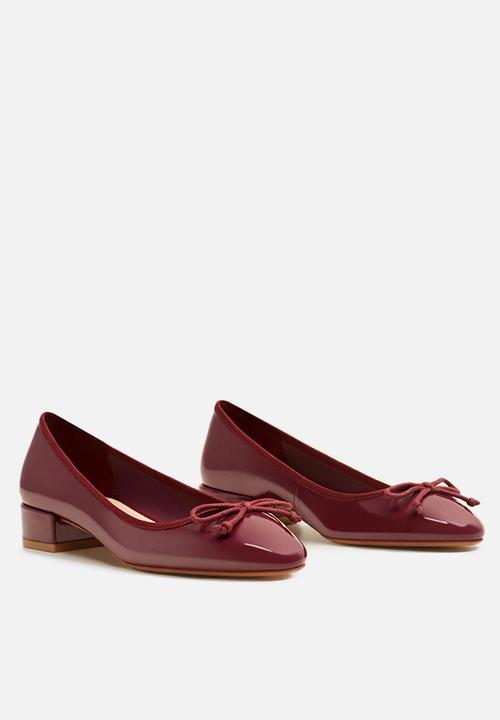 MANGO - Patent heeled ballerina - burgundy