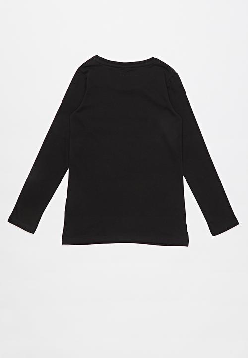GUESS - Long sleeve longer length strip tee - jet black
