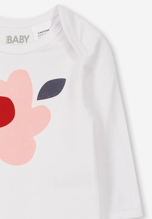 Cotton On - Mini long sleeve- white & pink