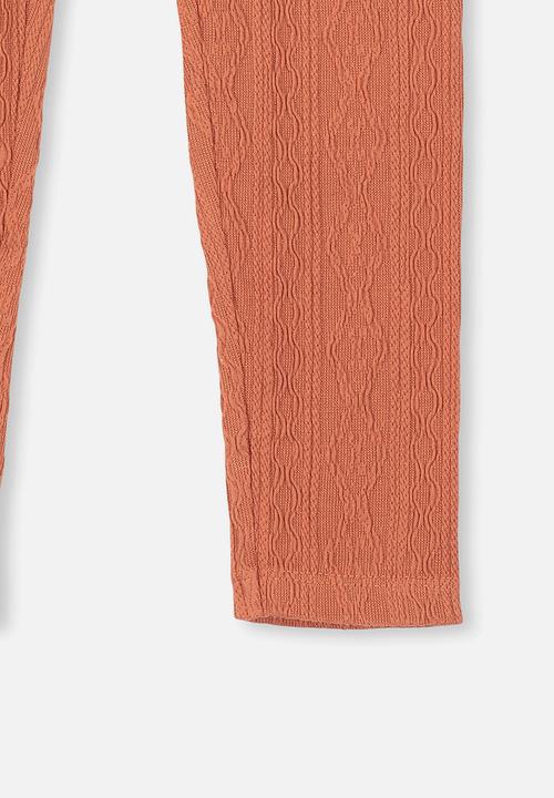 Cotton On - Huggie cable texture tights - peach