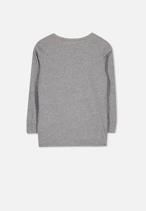 Cotton On - Tom long sleeve tee - grey & white