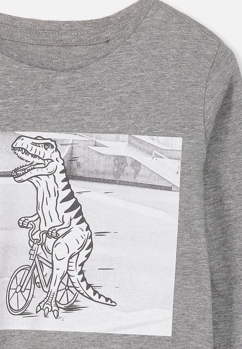 Cotton On - Tom long sleeve tee - grey & white
