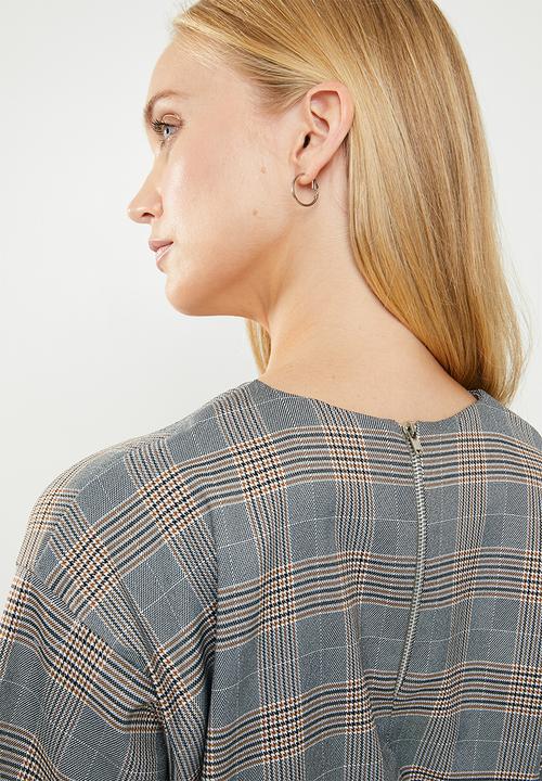 Superbalist - Boxy check T - brown & grey