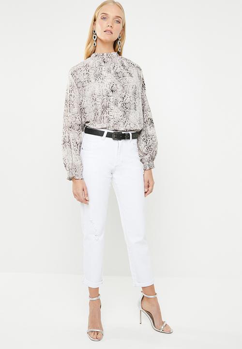 Superbalist - Elasticated hi neck blouse - grey