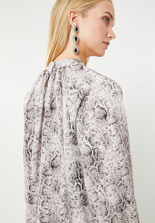 Superbalist - Elasticated hi neck blouse - grey