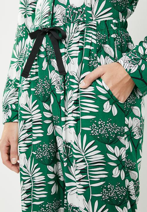 Superbalist - Sleep shirt & pants set - green & white