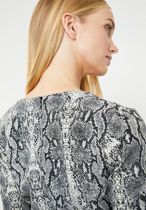 Superbalist - Printed wrap jumpsuit -  grey & black