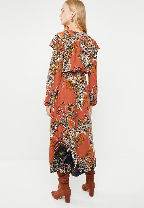 Superbalist - Peasant dress with ruffle - multi