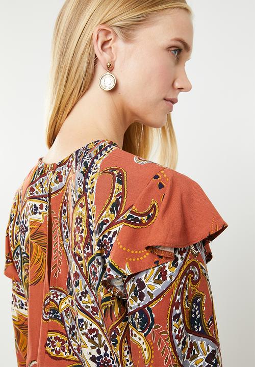 Superbalist - Peasant dress with ruffle - multi